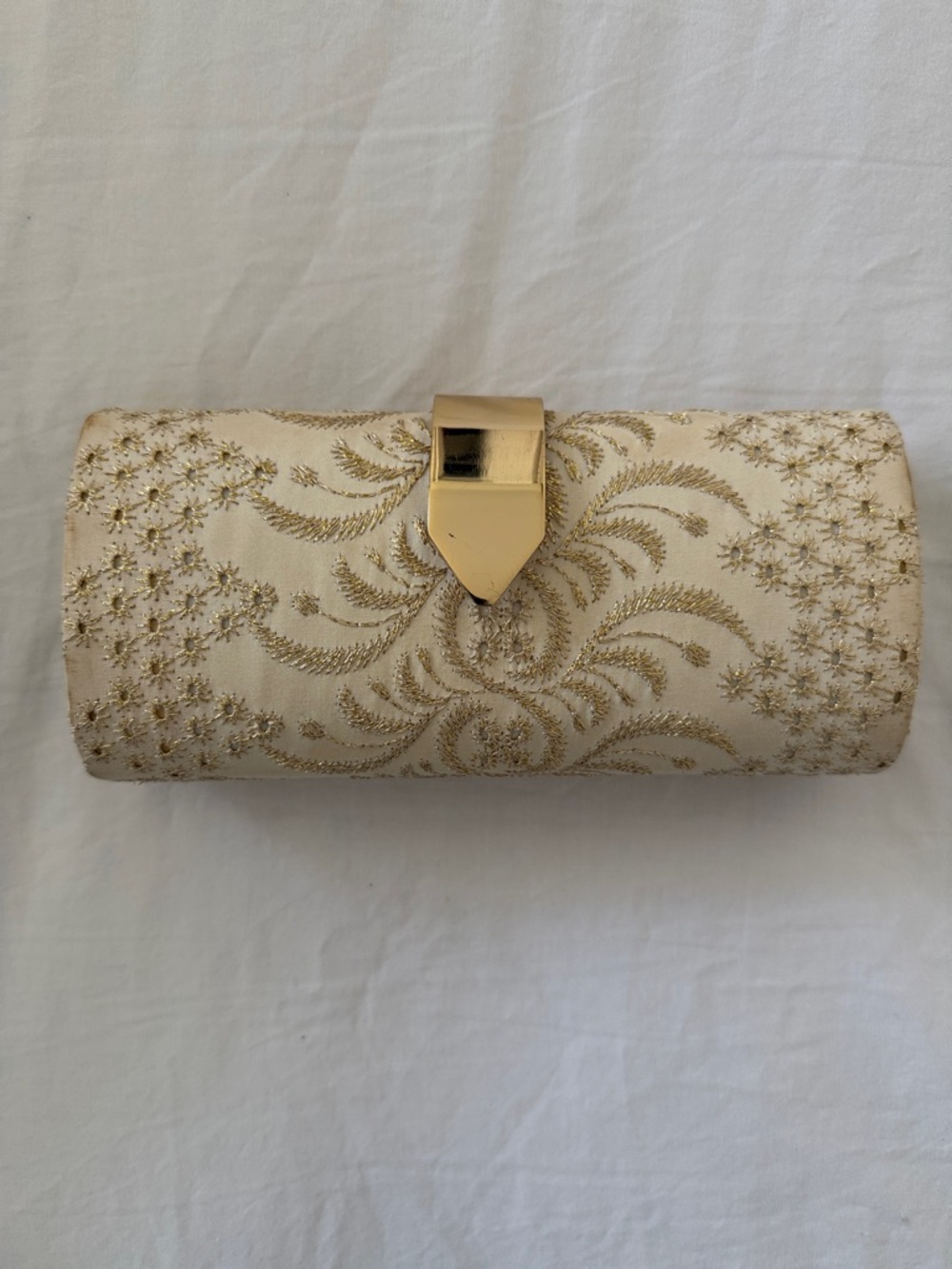 Banana Republic Cream Clutch with Gold Embellishment